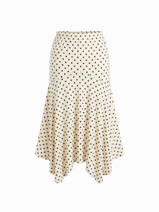Boat Neck Polka Dot Top & Ruffle Hem Mid Rise Skirt Set