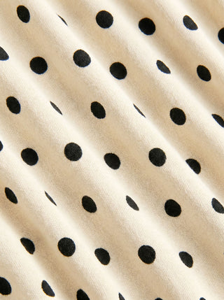 Boat Neck Polka Dot Top & Ruffle Hem Mid Rise Skirt Set