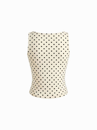 Boat Neck Polka Dot Top & Ruffle Hem Mid Rise Skirt Set