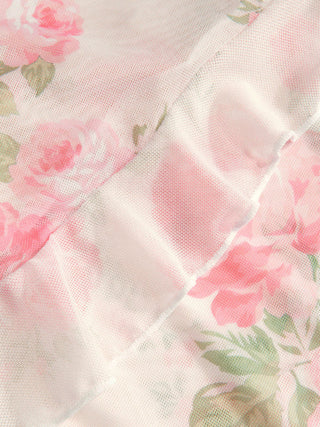 Sweetheart Floral Metal Detail 3 Piece Bikini Set With Ruffle Maxi Skirt