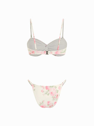 Sweetheart Floral Metal Detail 3 Piece Bikini Set With Ruffle Maxi Skirt