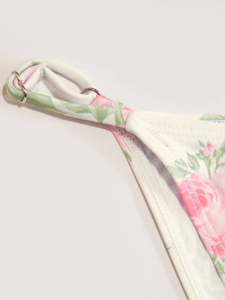 Sweetheart Floral Metal Detail 3 Piece Bikini Set With Ruffle Maxi Skirt