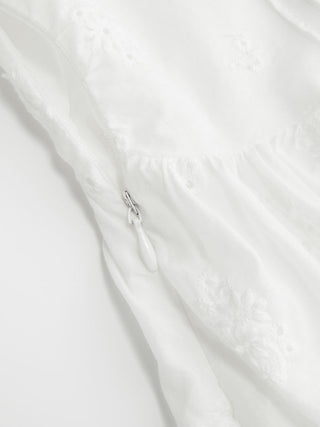 Cotton Sweetheart Broderie Anglaise Ruffled Flared Mini Dress