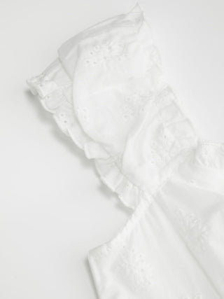 Cotton Sweetheart Broderie Anglaise Ruffled Flared Mini Dress