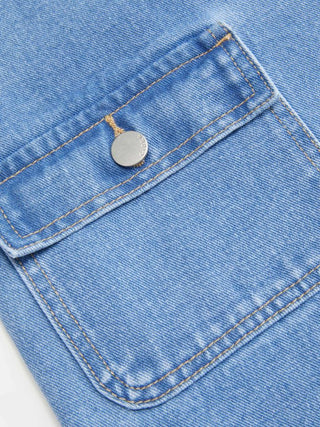 Denim Oversized A-line Pinafore Dress With Metal Detail
