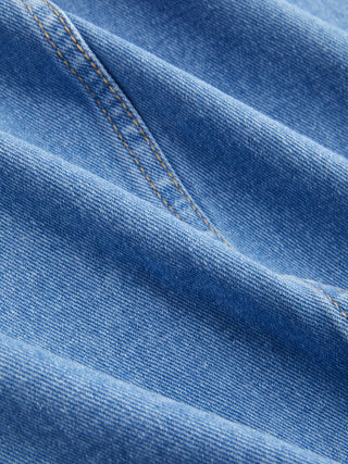 Denim Oversized A-line Pinafore Dress With Metal Detail