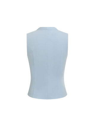 V-Neck Wrap Front Ruched Metal Detailed Top & Mid Rise Wide Leg Trousers Set