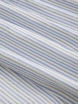 Striped Peter Pan Collar Puff Sleeve Color-block A-line Maxi Dress
