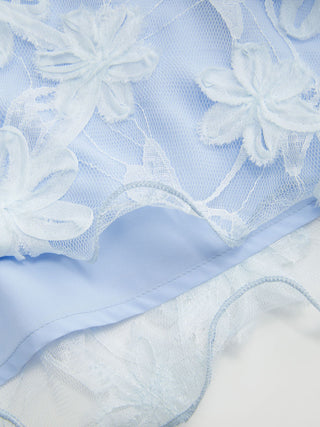 Floral Stand Collar Bowknot A-line Mini Dress