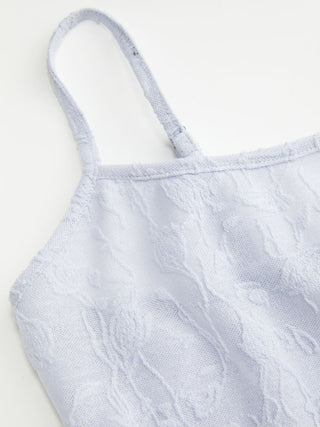 Jacquard Floral Tie Front Lettuce Trim Top & Cami Top