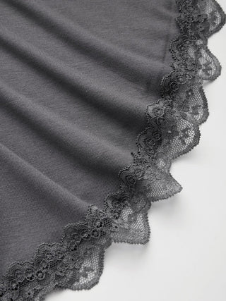 Boat Neck Cloak Sleeve Lace Trim Tie Back Top
