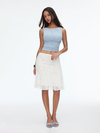 Ruched Backless Crop Tank Top
