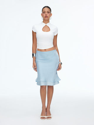 Satin Low Rise Mermaid Midi Skirt