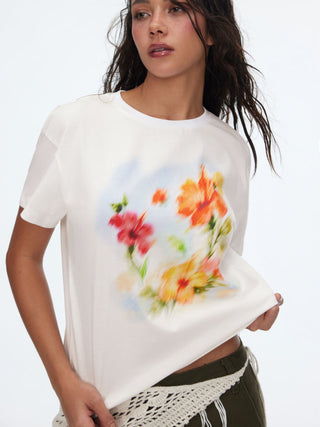 Cotton Floral Graphic Oversized Tee