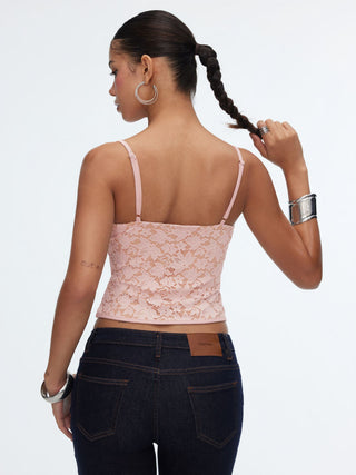 Lace Sweetheart Neck Lace Panel Corset Slim Cami Top