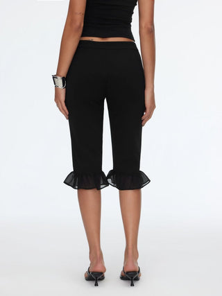 Low Rise Ruffle Hem Capri Pants