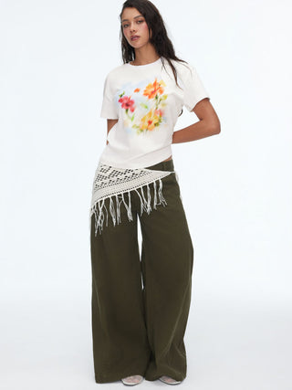 Cotton Floral Graphic Oversized Tee