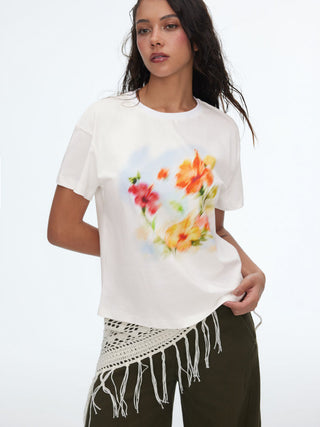 Cotton Floral Graphic Oversized Tee
