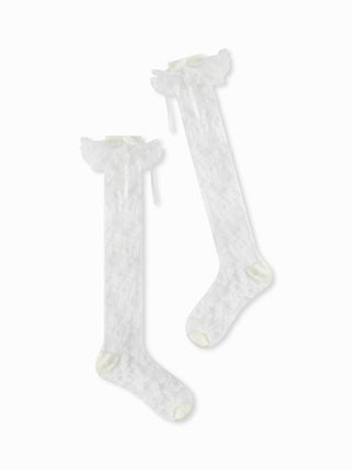 BOWKNOT LACE TRIM OVER THE CALF SOCKS