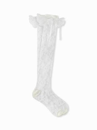 BOWKNOT LACE TRIM OVER THE CALF SOCKS