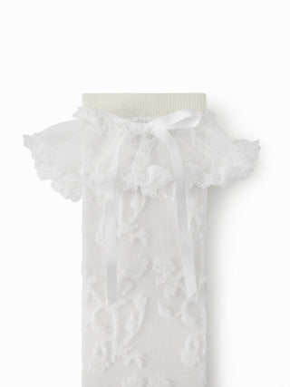 BOWKNOT LACE TRIM OVER THE CALF SOCKS