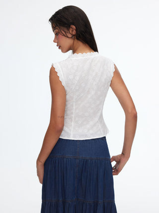V-Neck Floral Scalloped Trim Lace Corset Top