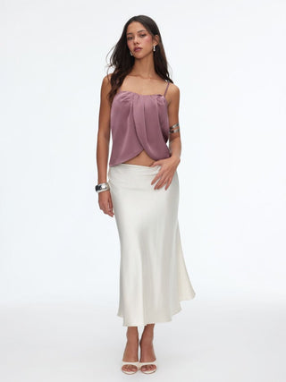 Satin Draped Sweetheart Cami Crop Top
