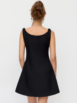 Scoop Neck Colorblock Bowknot A-line Mini Dress