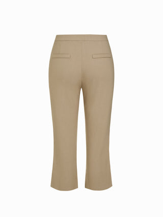 Mid Rise Split Hem Flared Capri Trousers