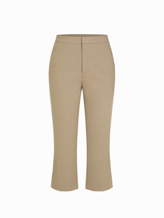 Mid Rise Split Hem Flared Capri Trousers