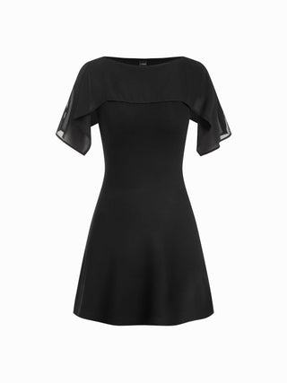 Boat Neck Draped Detail A-line Mini Dress