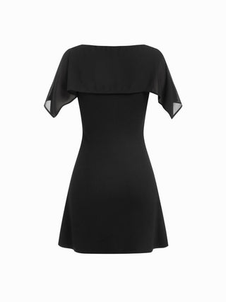 Boat Neck Draped Detail A-line Mini Dress