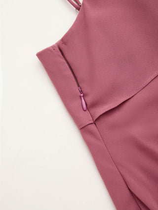 Chiffon Asymmetrical Neck Twist Knotted A-line Midi Dress