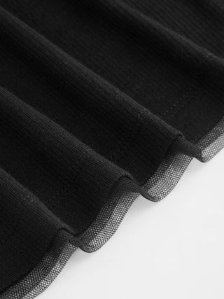 Boat Neck Mesh Trim Short Sleeve Tee