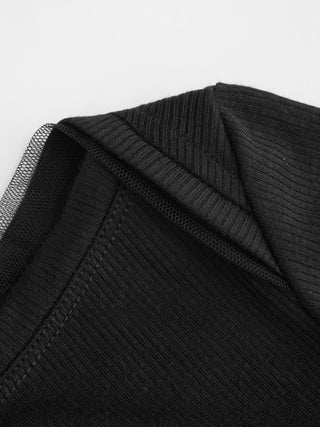 Boat Neck Mesh Trim Short Sleeve Tee