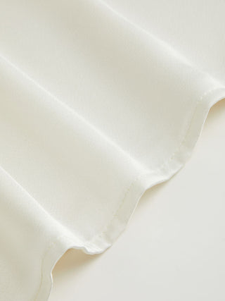 Satin Scoop Neck Ruffle Sleeve Drawstring Blouse