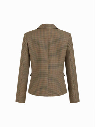 Houndstooth Notched Collar Longline Blazer