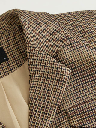 Houndstooth Notched Collar Longline Blazer