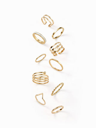10PCS TWISTED & SPHERICAL RING SET