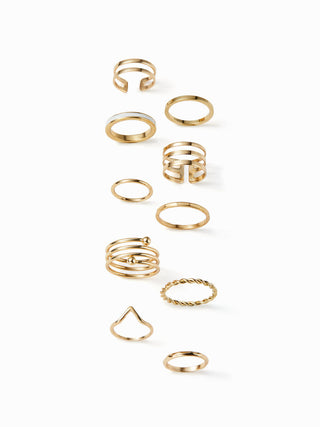 10PCS TWISTED & SPHERICAL RING SET