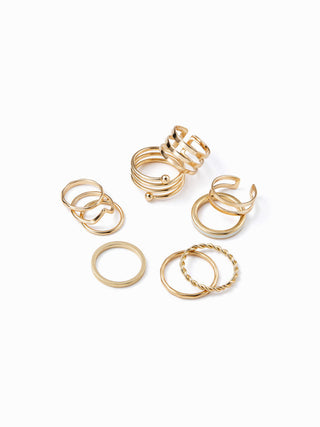 10PCS TWISTED & SPHERICAL RING SET