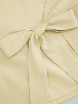 Linen-blend Boat Neckline Solid Bowknot Tank Top