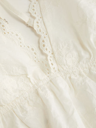 Cotton Broderie Anglaise V-neck Scallop Lace Trim Cami Top