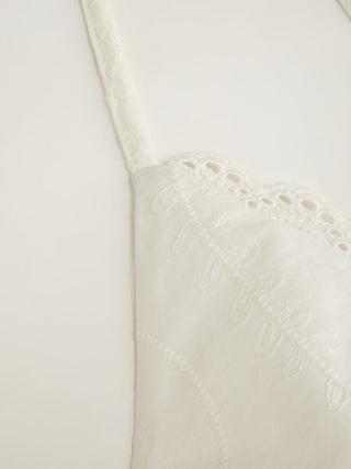 Cotton Broderie Anglaise V-neck Scallop Lace Trim Cami Top