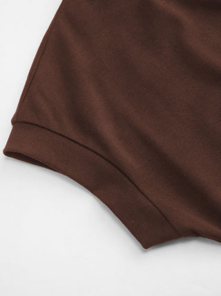 Cotton-blend Round Neckline Ruched Mini Dress