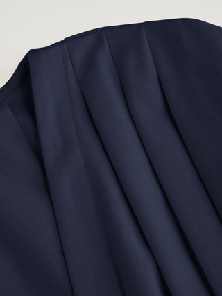 Linen-blend V-neck Pleated Knotted A-line Maxi Dress