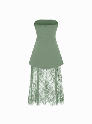 Strapless Lace Panel A-line Maxi Dress