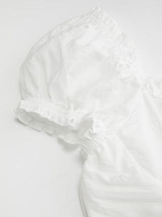 Cotton Broderie Anglaise Sweetheart Puff Sleeve Lace Up Maxi Dress