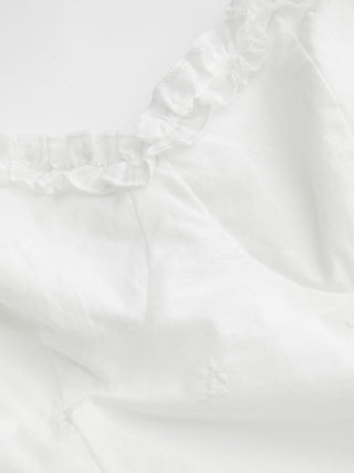 Cotton Broderie Anglaise Sweetheart Puff Sleeve Lace Up Maxi Dress