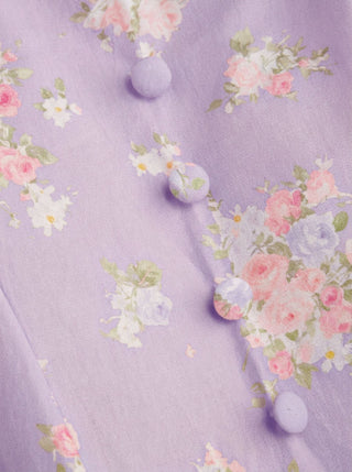 Cotton-blend Floral Sweetheart Neck Ruched Flared Midi Dress